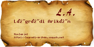 Légrádi Arikán névjegykártya